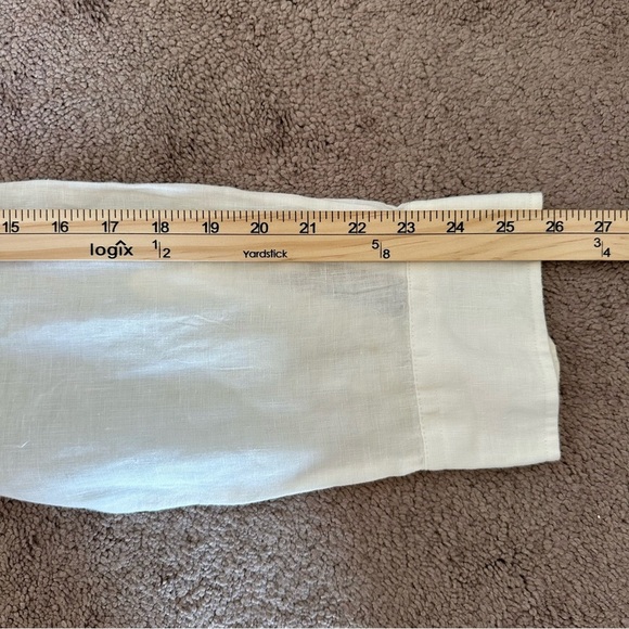 Faconnable 100% Linen Button Down Shirt Deauville Resort Fit Cream L - Picture 8 of 10